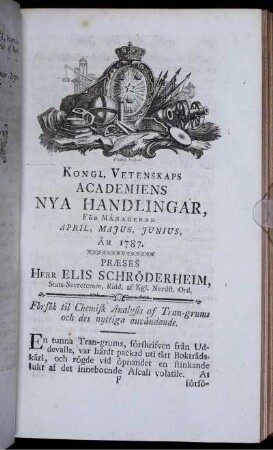 Försök til Chemisk Analysis af Tran-grums och des nyttiga användande