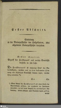Erster Abschnitt. Einleitung in die Naturgeschichte der Holzpflanzen, oder allgemeine Naturgeschichte derselben