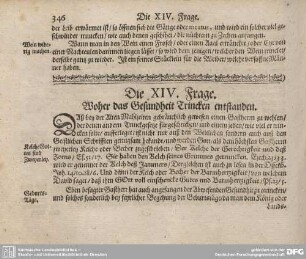 Die XIV. Frage. Woher das Gesundheit Trincken entstanden.