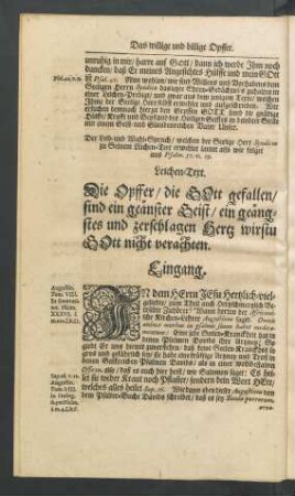 Leichen-Text. [...] aus Psalm. 51. v. 19.