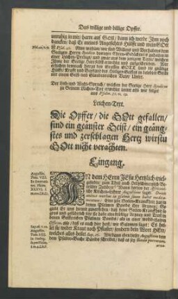 Leichen-Text. [...] aus Psalm. 51. v. 19.