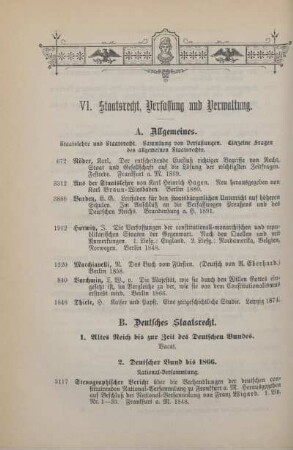 VI. Staatsrecht, Verfassung und Verwaltung