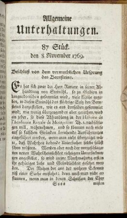 87 Stück. d. 8. November 1769.