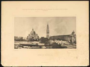 Schlosserweiterung und Dom, Berlin: Fotomontage Ansicht der Westseite über die Schlossbrücke