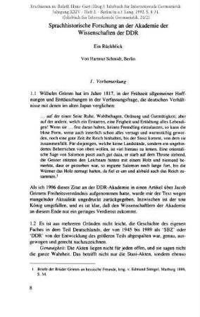 Sprachhistorische Forschung an der Akademie der Wissenschaften der DDR. Ein Rückblick