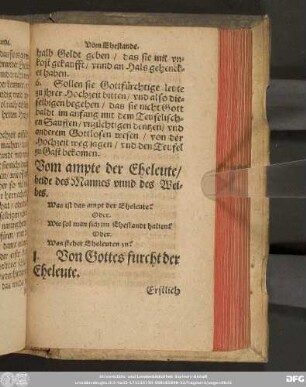 Vom ampte der Eheleute/ beide des Mannes unnd des Weibes.