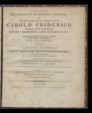 Inest dissertationis de inscriptione arenaria Treveris nuper reperta / Supplementum III