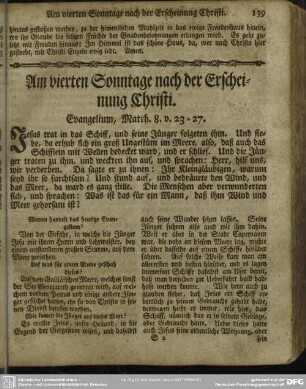 Am vierten Sonntage nach der Erscheinung Christi. Evangelium, Matth. 8. v. 23-27