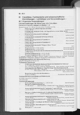 III.1 Allgemeine Veranstaltungen