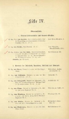 Liste IV. Generalität