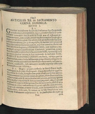 Articulus XII. de Sacramento Coenae Dominicae.