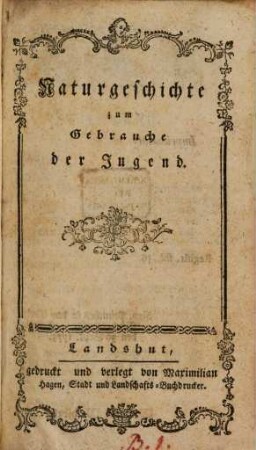 Naturgeschichte zum Gebrauche der Jugend