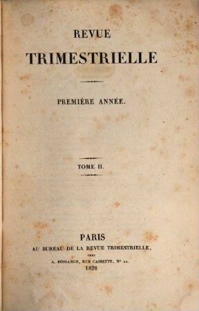 Revue trimestrielle. 1. 1828, Nr. 3