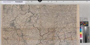 [Eingemeindungswünsche der Stadt Elberfeld. Mit roten, blauen und schwarzen Grenzmarkierungen in Meßtischblätter eingetragen. Fahrtroute]. Stadt Elberfeld, Vermessungsamt