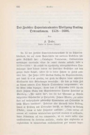 112-163 Des Zerbster Superintendenten Wolfgang Amling Ordinationen 1578-1606