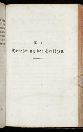 Die Verehrung der Heiligen.