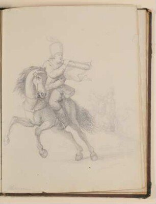 Trompeter zu Pferd, Kopie nach Philips Wouwerman [aus einem Skizzenbuch von unbekannter Hand, evtl. des Louis Thomassin]