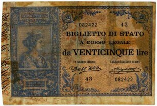 Geldschein, 25 Lire, 17.5.1895