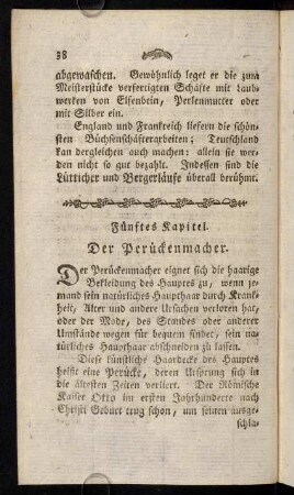 38-62, 5. Kap. Der Perückenmacher. - 6. Kap. Der Frisirer [...].