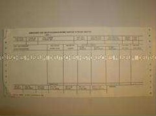 Vordrucke für computergestützte Arbeitszeitnachweise für polnische Gastarbeiter in der DDR (blanko)
