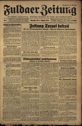 Ausgabe vom Montag, den 03. Januar 1938.
