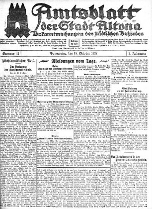 Nummer 42 : Donnerstag, den 19. Oktober 1922