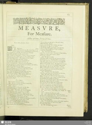 Measure, For Measure