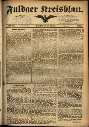 Ausgabe vom Samstag, den 29. Februar 1908.