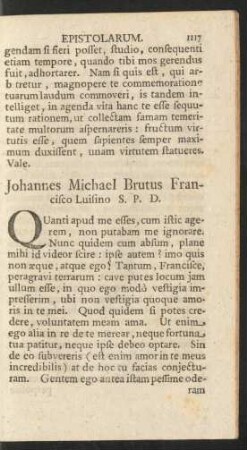 Johannes Michael Brutus Francisco Luisino S. P. D.