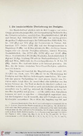 I. Die handschriftliche Überlieferung der Predigten