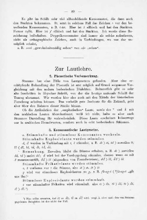 Zur Lautlehre.