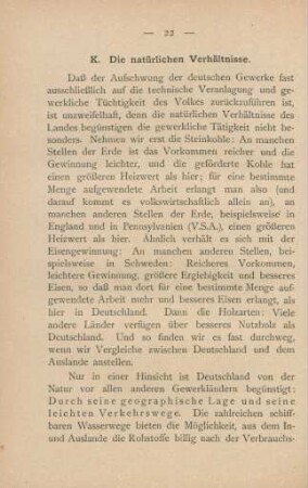 K. Die natürlichen Verhältnisse