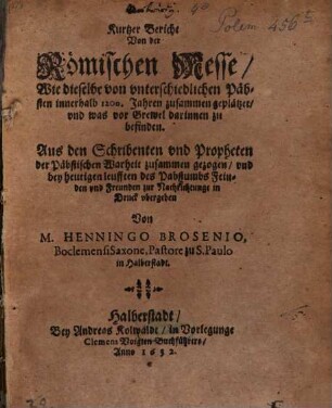 Kurtzer Bericht von der Römischen Messe