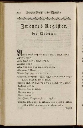 Zweytes Register, der Materien.