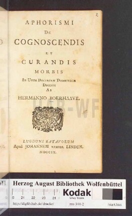 Aphorismi De Cognoscendis Et Curandis Morbis : In Usum Doctrinæ Domesticæ Digesti