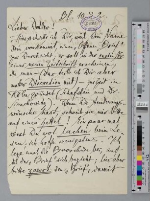 Brief an Detlev von Liliencron
