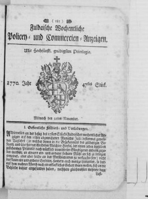 47tes Stück, Ausgabe vom 21. November 1770