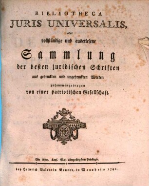 Collectionis notabiliorum decisionum Supremi Tribunalis Appellationum Hasso-Cassellani. 6. 1791