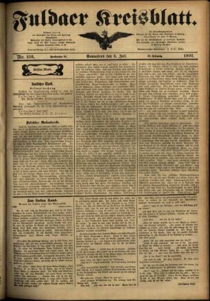 Erste Ausgabe vom Samstag, den 06. Juli 1907.