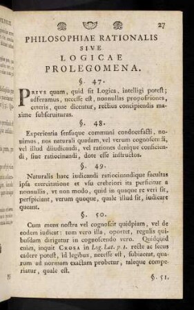 27-35, PHILOSOPHIAE RATIONALIS SIVE LOGICAE PROLEGOMENA.