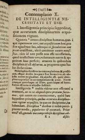 147-163 Contemplatio X., De intelligentiae necessitate et usu