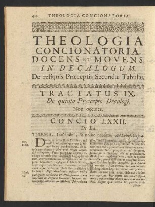 Theologia Concionatoria Docens Et Movens In Decalogum. De reliquis Praeceptis Secundae Tabulae.