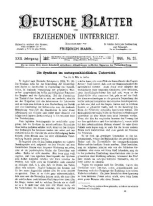 Die Synthese im naturgeschichtliche Unterricht