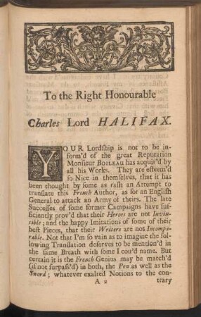 To the right honourable Charles Lord Halifax