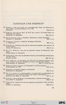 Fayencen und Steingut (Nr. 645-687)