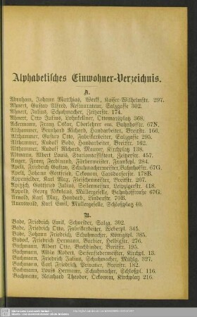 Einwohnerverzeichnis : Alphabetisches Einwohner-Verzeichnis