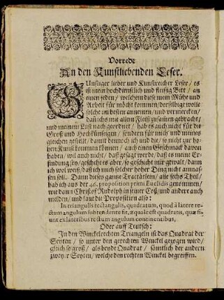 Vorrede An den Kunstliebenden Leser.