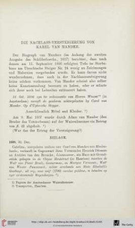 Die Nachlass-Versteigerung von Karel van Mander