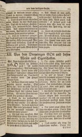 125-141, XII. Von dem Dreyeinigen Gott und dessen Wesen und Eigenschaften.
