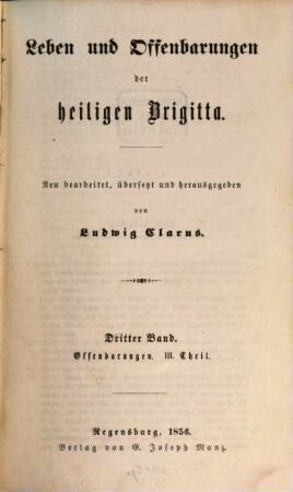 Leben und Offenbarungen der heiligen Brigitta, 3. Offenbarungen ; 3. Theil